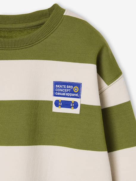 Striped sweatshirt with crew neck for boys hazel+navy blue+pistachio - vertbaudet enfant 
