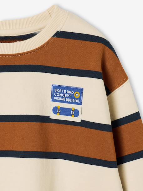 Striped sweatshirt with crew neck for boys hazel+navy blue+pistachio - vertbaudet enfant 