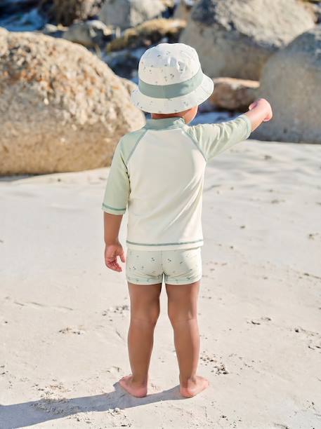 Swim Set: UV-Protection T-Shirt, Shorts & Bucket Hat for Babies mint green - vertbaudet enfant 
