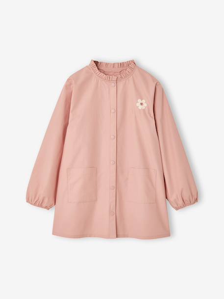 customisable snap-fastening school apron for girls rosy - vertbaudet enfant 
