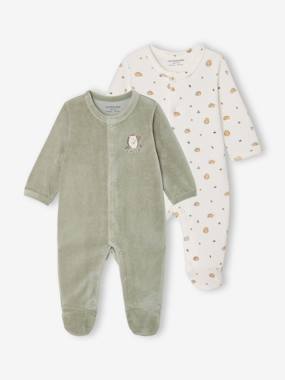 -Pack of 2 baby sleepsuits with front opening