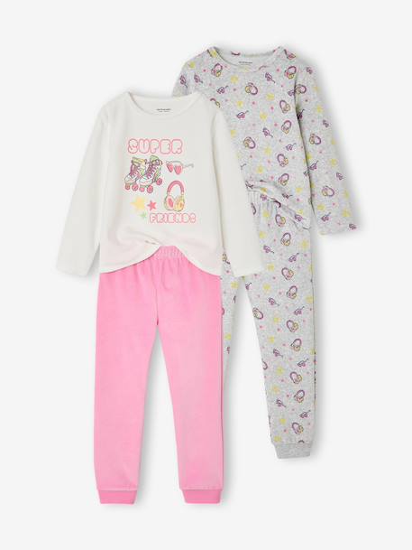 Pack of 2 long pyjamas for girls marl grey - vertbaudet enfant 