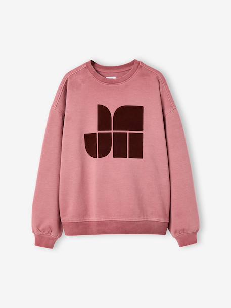 Sweatshirt for girls ecru+old rose - vertbaudet enfant 