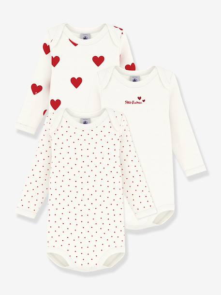 Pack of 3 Long Sleeve Bodysuits by Petit Bateau set white+white - vertbaudet enfant 
