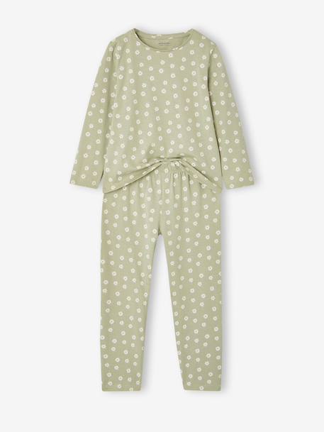 Pack of 2 long pyjamas for girls sage green - vertbaudet enfant 