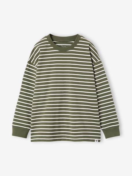 Striped T-Shirt for Boys, JONEN anthracite+green - vertbaudet enfant 