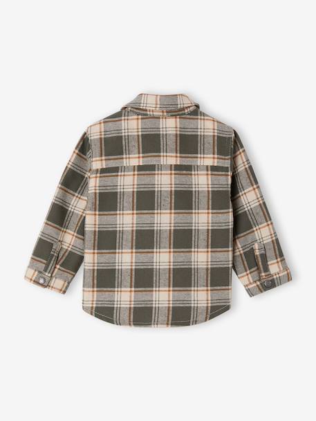 Chequered Flannel Shirt for Babies khaki+navy blue - vertbaudet enfant 