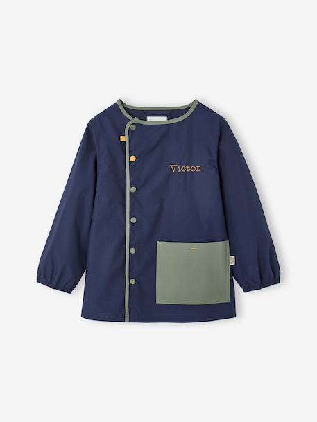 Tablier garçon personnalisable 'Cool school' bleu+bleu foncé - vertbaudet enfant 