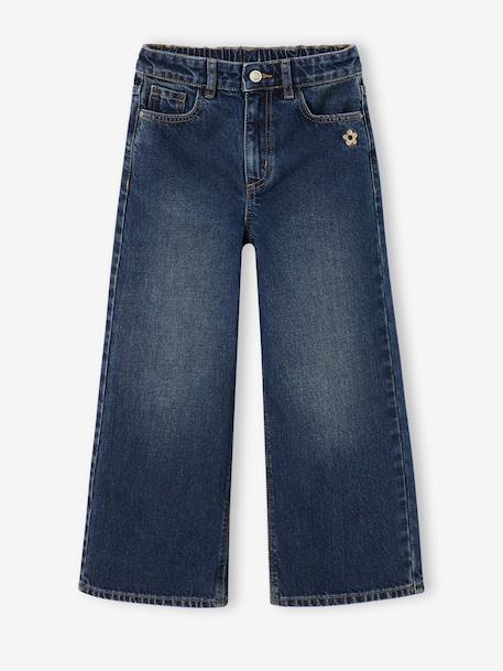 Wide Leg Jeans for Girls black denim+bleached denim+blue+brut denim+denim grey+medium blue+stone - vertbaudet enfant 