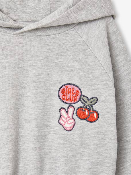 Short hooded dress for girls marl grey+navy blue - vertbaudet enfant 