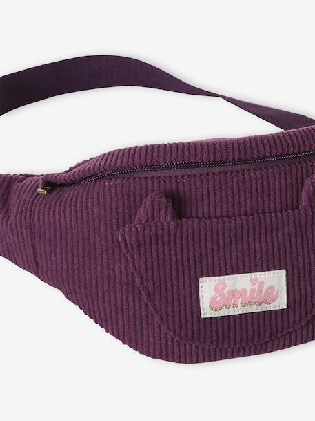 Corduroy Bumbag with Cat Design for Girls blush+double stone+multicoloured+pale blue+plum+rose+vanilla - vertbaudet enfant 
