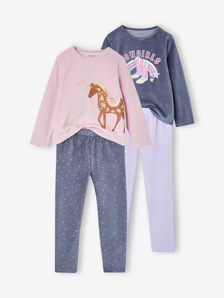 Lot de 2 pyjamas fille bleu ardoise - vertbaudet enfant 