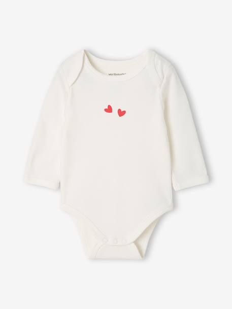 Pack of 3 long-sleeved bodysuits for baby ecru - vertbaudet enfant 