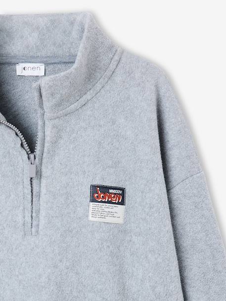 Boys fleece sweatshirt with funnel neck marl grey - vertbaudet enfant 