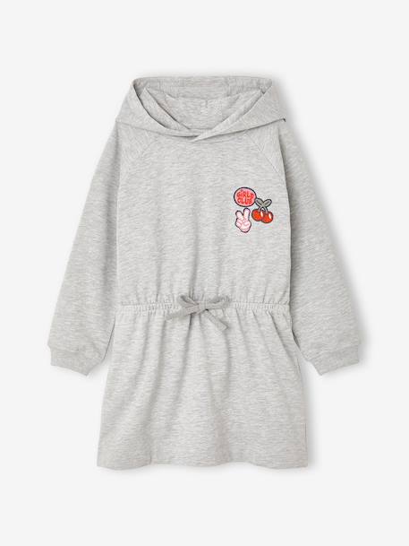 Short hooded dress for girls marl grey+navy blue - vertbaudet enfant 