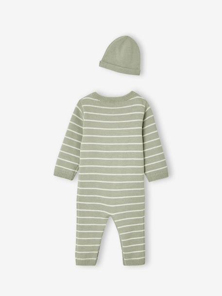 Ensemble combinaison et bonnet bébé vert sauge - vertbaudet enfant 