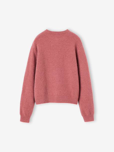 Long-sleeved cardigan for girls chocolate+old rose - vertbaudet enfant 