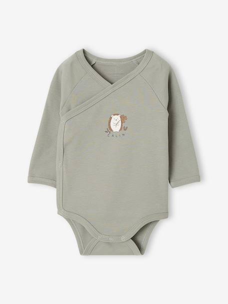 Lot de 2 bodies naissance manches longues cappuccino+rose pâle+vert sauge - vertbaudet enfant 