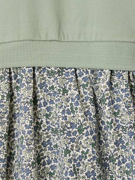 Dual Fabric Dress for Girls anthracite+ecru+mauve+sage green - vertbaudet enfant 