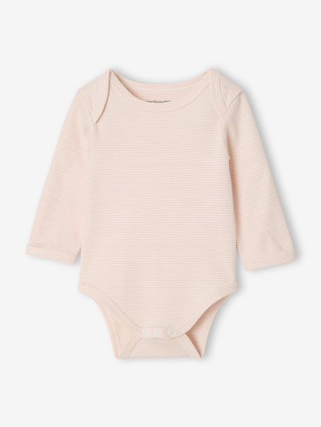 Pack of 3 long-sleeved bodysuits for baby ecru - vertbaudet enfant 