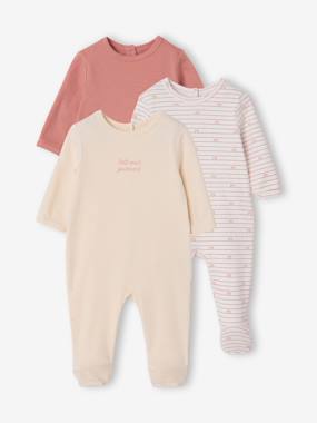 -Pack of 3 baby sleepsuits with back opening