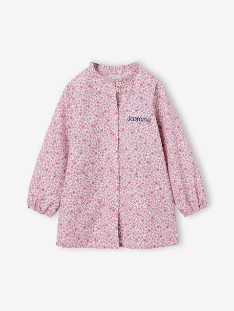 Customisable buttoned school smock for girls candy pink - vertbaudet enfant 
