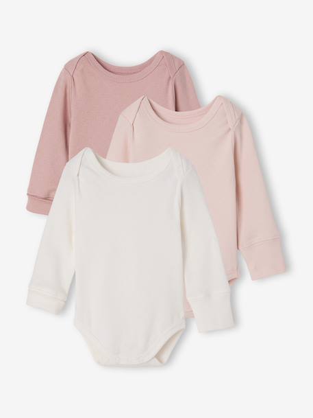 Lot de 3 bodies manches longues bébé fille rose - vertbaudet enfant 