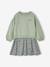 Dual Fabric Dress for Girls anthracite+ecru+mauve+sage green - vertbaudet enfant 