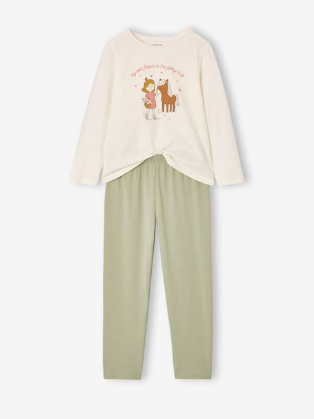 Pack of 2 long pyjamas for girls sage green - vertbaudet enfant 