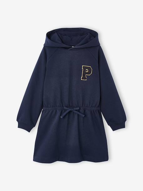 Short hooded dress for girls marl grey+navy blue - vertbaudet enfant 
