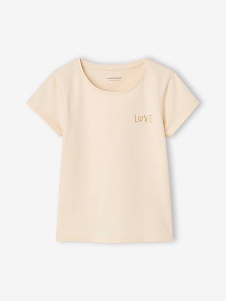 Pack of 3 short-sleeved T-shirts for girls beige - vertbaudet enfant 