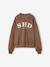 Printed sweatshirt with long sleeves for girls chocolate+grey - vertbaudet enfant 