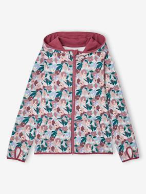 -Sweat sport zippé matière technique fille motifs fleurs
