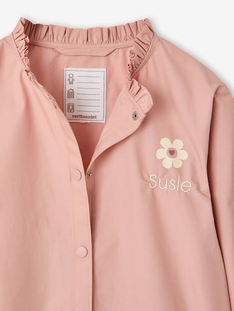 Customisable snap-fastening school smock for girls rosy - vertbaudet enfant 