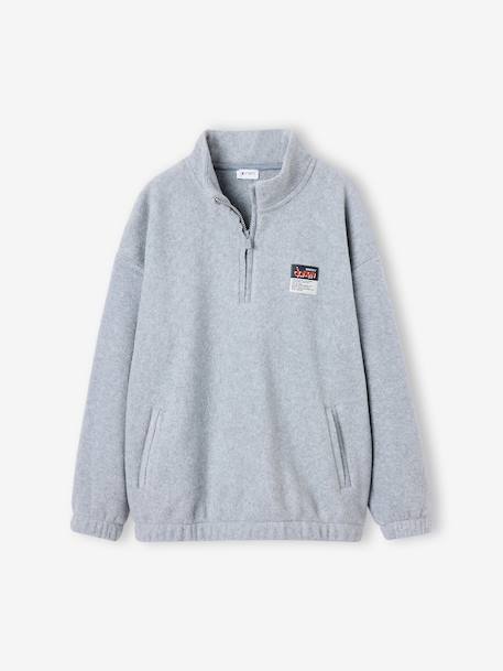 Boys fleece sweatshirt with funnel neck marl grey - vertbaudet enfant 