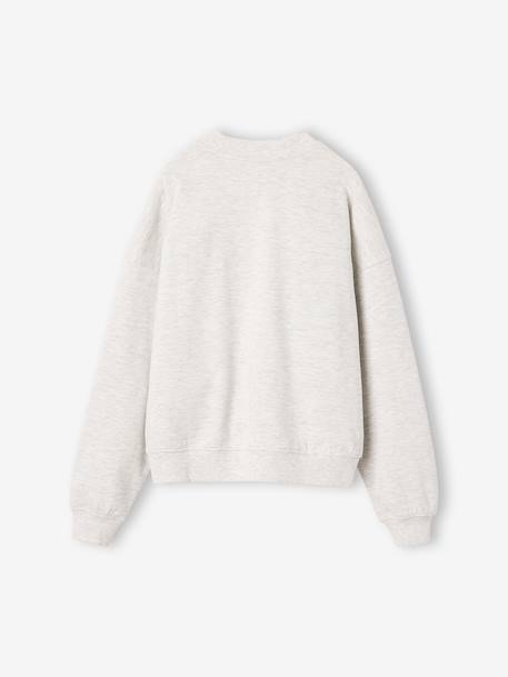 Printed sweatshirt with long sleeves for girls chocolate+grey - vertbaudet enfant 