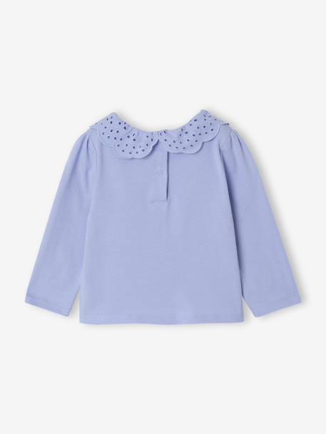 Long Sleeve Top with Embroidered Collar, for Babies BEIGE LIGHT SOLID+blue+striped navy blue+striped red - vertbaudet enfant 