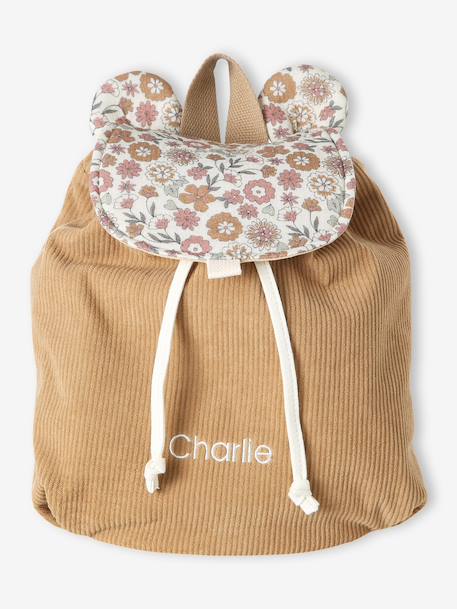 Personalised baby girls cotton muslin backpack beige - vertbaudet enfant 