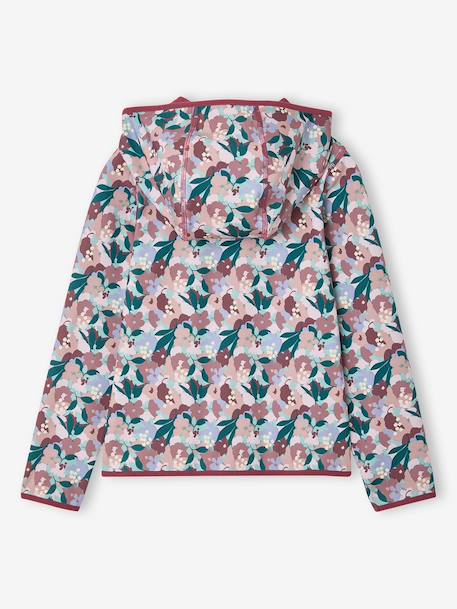 Sports Sweatshirt with Flower Print in Techno Fabric for Girls anthracite+ecru+old rose+printed green - vertbaudet enfant 