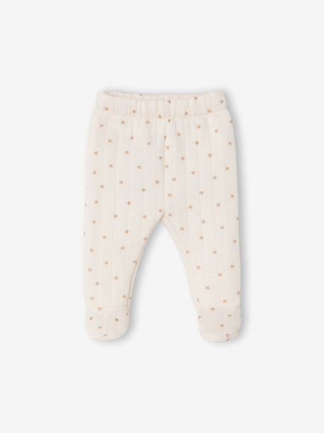 Quilted Set: Cardigan + Fully Printed Footed Trousers ecru+rose+vanilla - vertbaudet enfant 
