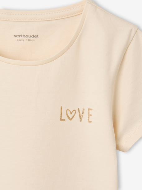Pack of 3 short-sleeved T-shirts for girls beige - vertbaudet enfant 