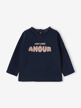 Baby-T-shirts & Roll Neck T-Shirts-T-shirts-Long-sleeved baby t-shirt with leopard heart pattern