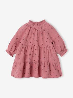Robe bébé à volants en gaze de coton  - vertbaudet enfant