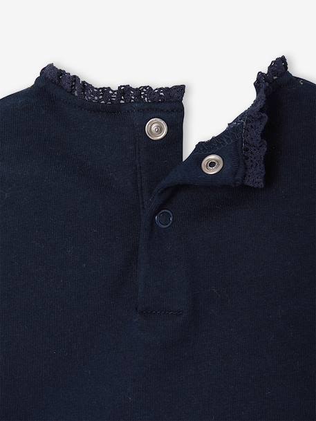 Long-sleeved baby t-shirt with leopard heart pattern ecru+navy blue - vertbaudet enfant 