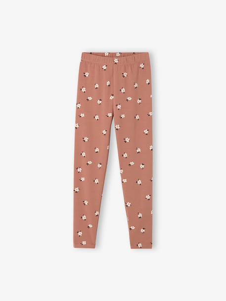 Pack of 2 Basics Leggings for Girls dark grey+dusky pink+khaki+printed brown+sage green - vertbaudet enfant 