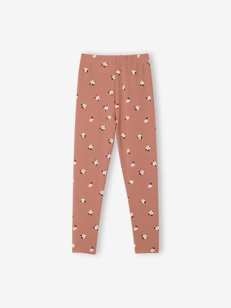 Lot de 2 leggings fille Basics bois de rose+gris foncé+kaki+marron imprimé+vert sauge - vertbaudet enfant 
