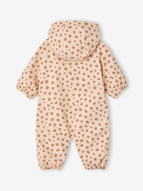 Fleece-lined baby's hooded printed rainsuit old rose+vanilla - vertbaudet enfant 