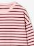 Long-sleeved striped T-shirt for girls dusky pink+ecru - vertbaudet enfant 