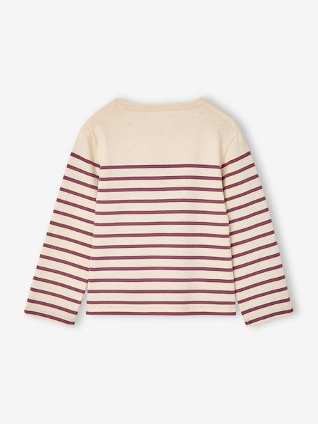 Long Sleeve Striped Top for Girls plum+striped blue - vertbaudet enfant 