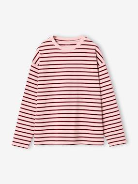 Long-sleeved striped T-shirt for girls - vertbaudet enfant -Long-sleeved striped T-shirt for girls
